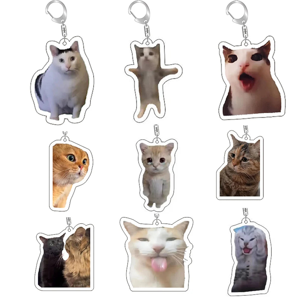 Funny Cat Memes Series Keychain Student Gift Bag Lanyard Women's Bag Pendant Keychain Cute Things Cheap Gift For Best Friends Econic Blanks